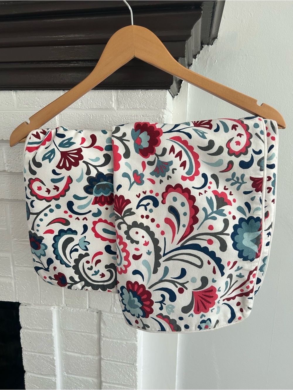 Floral PaisleyPillow Cover in White, Teal & Red - set of 2